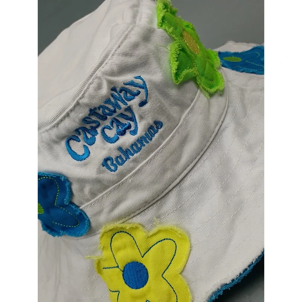 Scala Kids Castaway Cay Bahamas White Floral Cotton Bucket Hat Size 4-6X